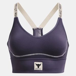 NEW Women's Project Rock Infinity Mid Sports Bra Tempered Steel / Summit White M